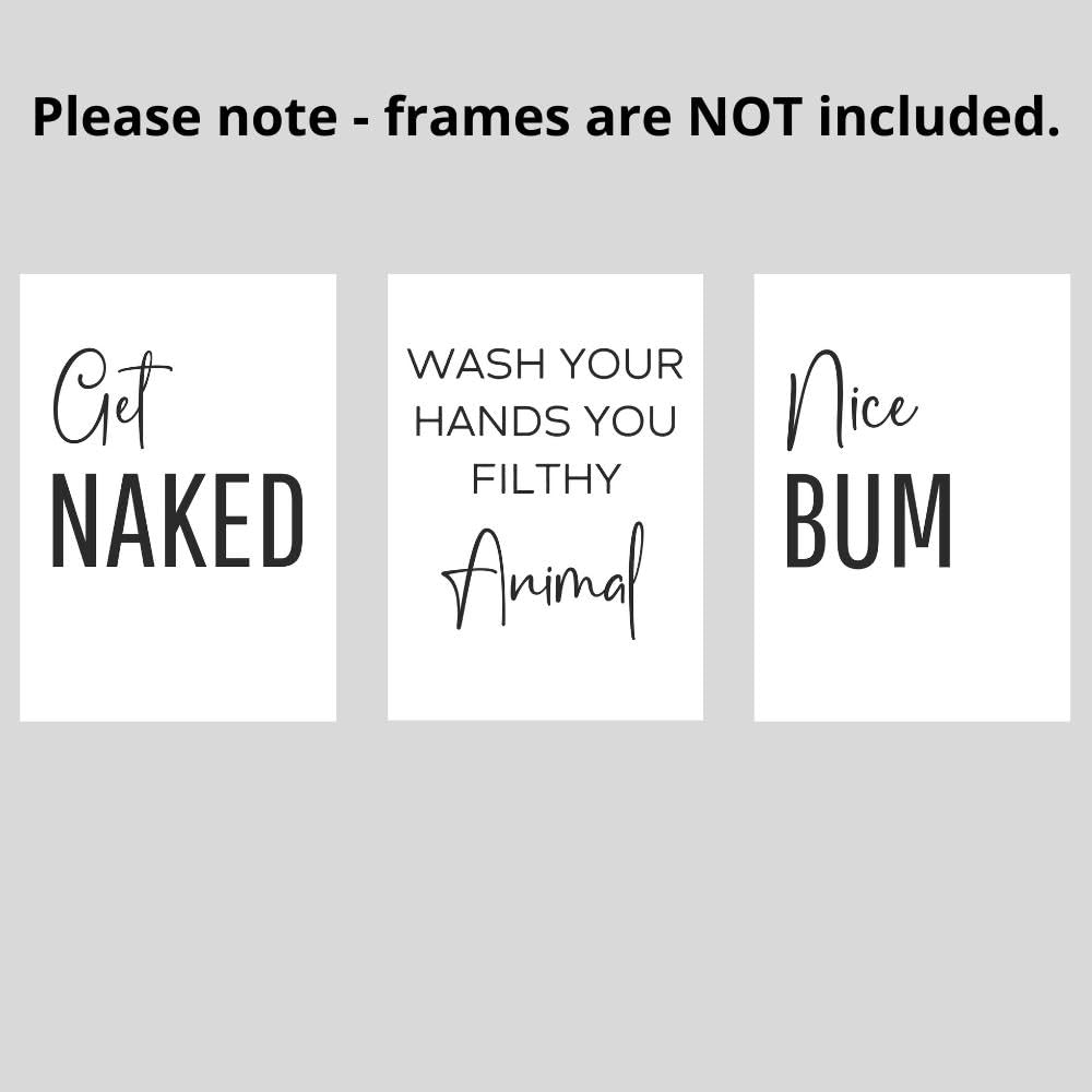 Eviepops Prints Get Naked Bathroom Wall Art Set of 3 Unframed Prints, Funny Bathroom Decor, Wash Your Hands You Filthy Animal - Image 4