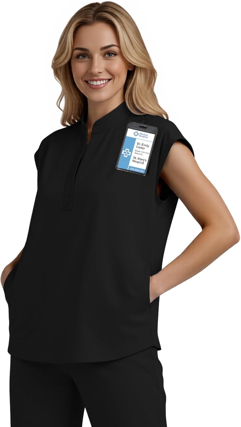 Scrubs for Women Set, Stand Collar Top & Jogger Pant 8 Pockets | Soft Stretch Durable & Breathable Women Jogger Scrub Sets for Healthcare Professionals, All-Day Comfort and Easy Care