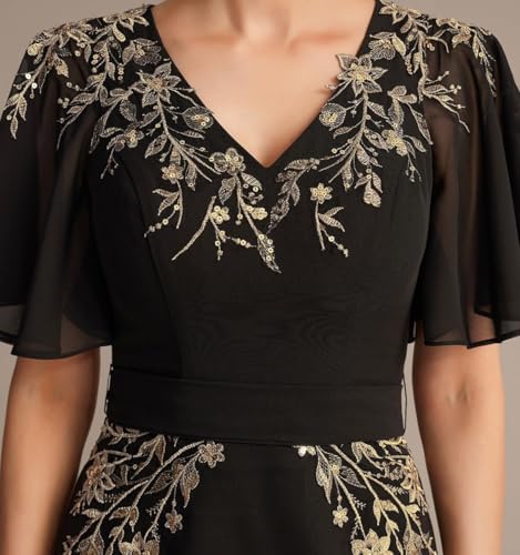 Women's Mother of The Bride Dresses for Wedding Formal Dresses with Sleeves Lace Chiffon Evening Gowns4