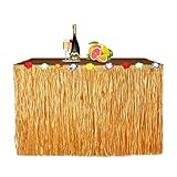 Newland Luau Grass Table Skirt for Hawaiian Party, Moana Theme Tropical Birthday Party Decorations...