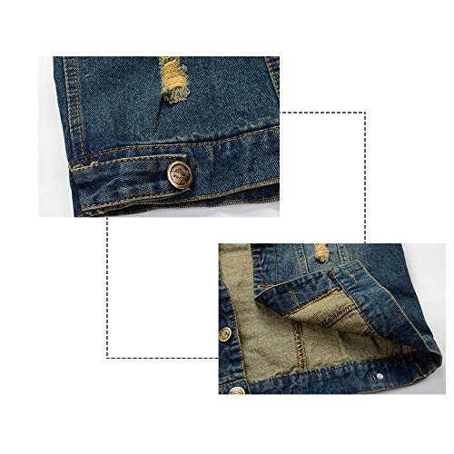 Mens Casual Denim Vest Sleeveless,Vintage Jean Vest Button Down4