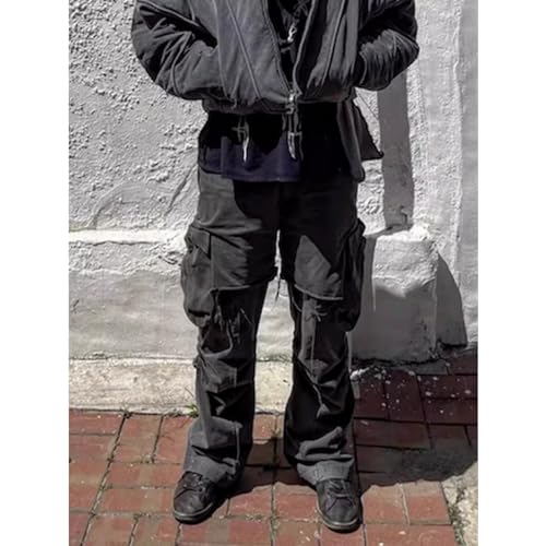 Layered Pleated Straight Leg Pants Unisex High Street Washed Denim Jeans4