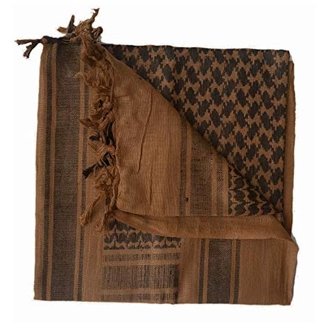 100% Cotton Brown and Black Shemagh Arab Keffiyeh Headscarf Unisex Desert Shawl Hijab Scarf Cover