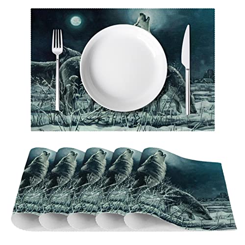 Sets de table résistant à la chaleur avec motif loups sauvages - 3