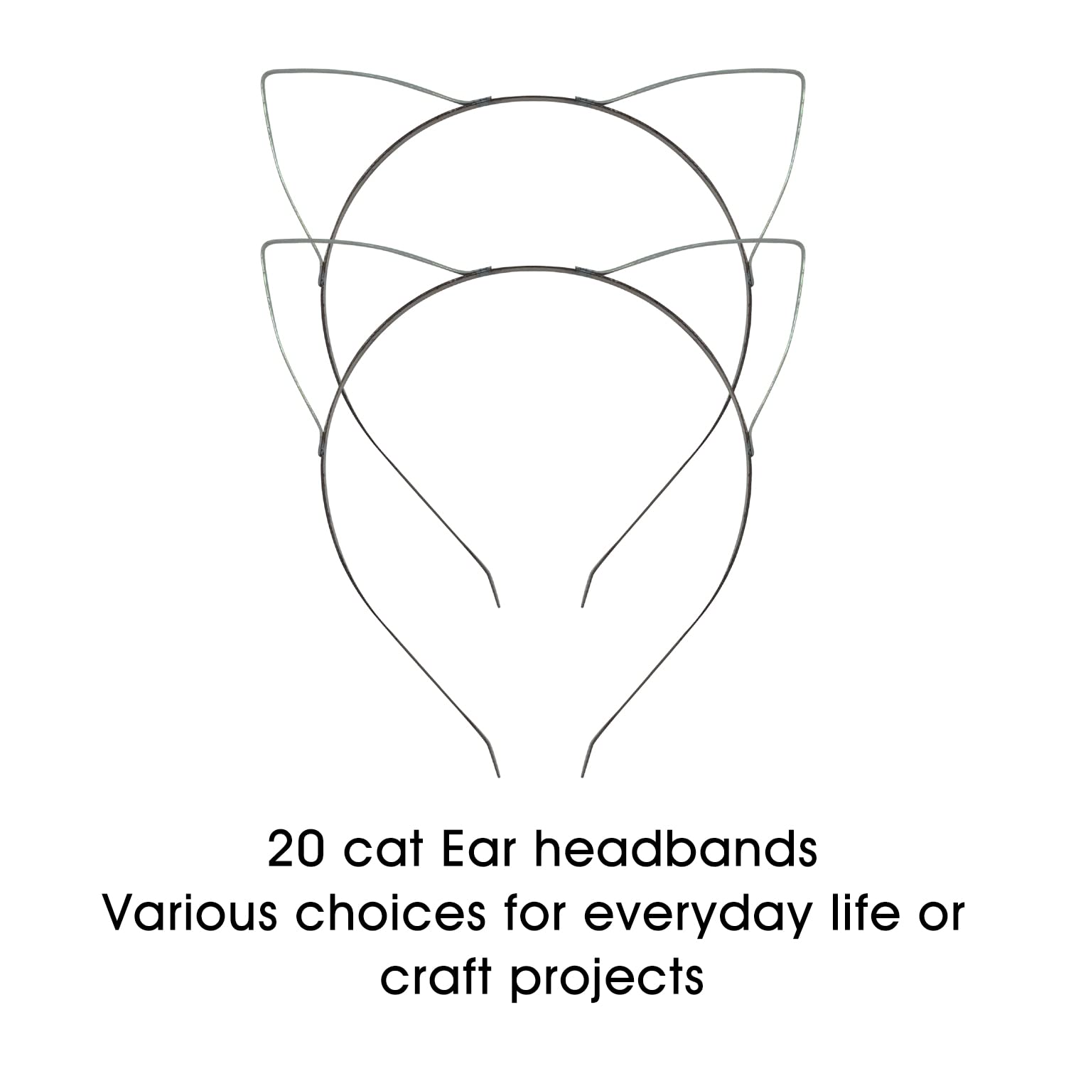 Lawie 20 Pack 5MM Cat Ear Hair Bands Silver Thin Plain Blank Hard Wire Metal Headbands Skinny Men Hairbands Hair Hoops Tiara Crown Frame Base Bands DIY Craft Party Costume Accessories for Women Girls - Image 4