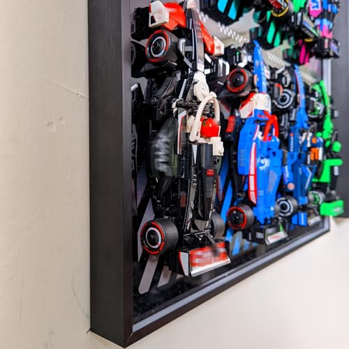 Image of WETCEAOM Display Wallboard for Lego Speed Champions 10-in-1 F1 Car 77242,77243,77244,77245,77246,77247,77248,77249,77250,77251, Ideas for Lego Car Wall Mount Frame Lover, Models not Included (Black)