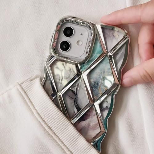 Coque marbre iPhone 15 antichoc noir avec motif géométrique ondulé - 3