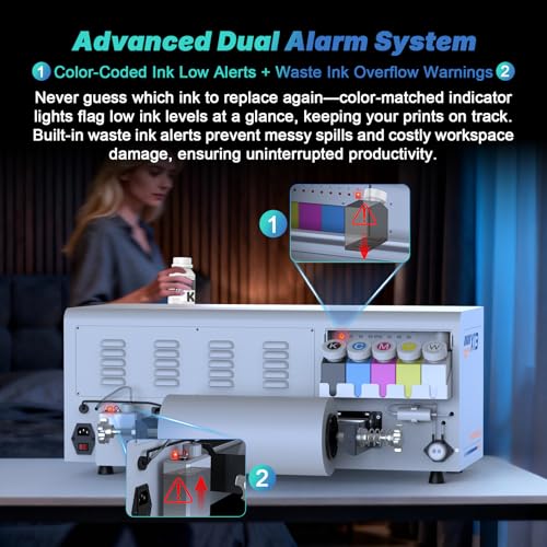 Image of DSV A3 i3200 DTF Printer with Shaker Oven&Air Purifier-50 sq.ft /hr Fast Printing, i3200 Printhead, Auto Cleaning & White Ink Circulation, Heated Platform for T-Shirt /Hoodie /Bags, 2-Year Ink Include