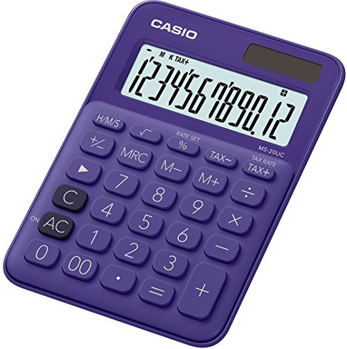 CASIO MS-20UC-PL -Calculadora de escritorio, 2.3 x 10.5 x 14.95 cm, color lila
