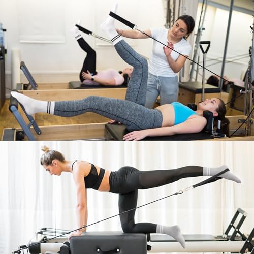 Image of Toes Home Pilates Socks for Women with Non Slip Grippers, Yoga Crew Socks for Barre Hospital Sticky Slipper Socks 4 Pairs