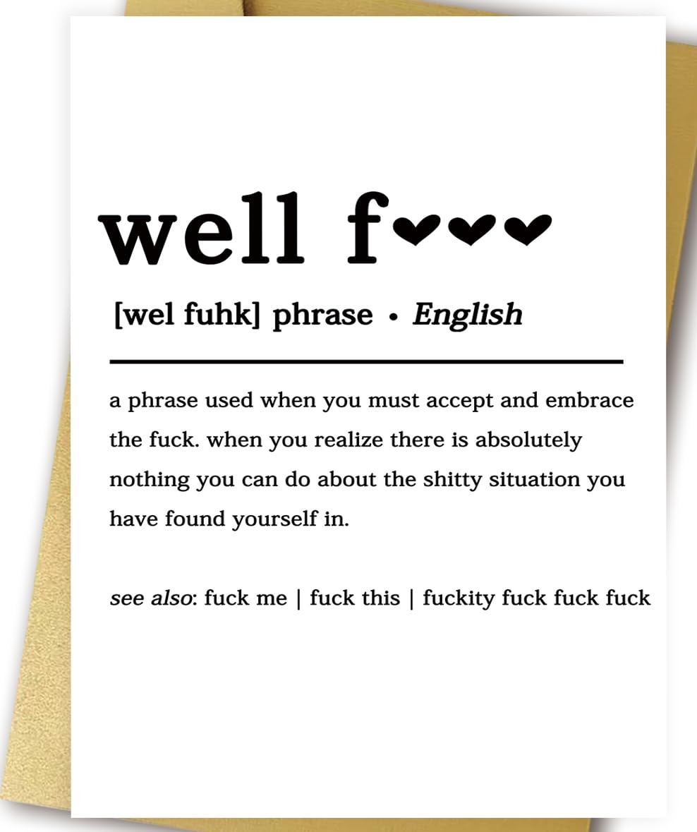 OJsensai Funny Well F Definition Card for Him Her, Hilarious Get Well Soon Gifts for Women Men, Sympathy Card for Loss Pets Job, Unique Farewell Gift Ideas for Coworkers Colleagues