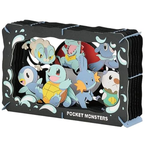 Théâtre de papier Pokémon Type d'eau Ensky : maquette 3D diorama et puzzle japonais