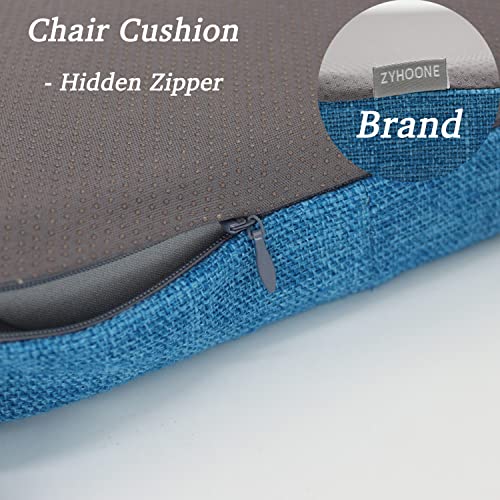 Zyhoone Dining Room Chair Cushions With Ties - Thick Square Outdoor Seat Cushions And No Slip Kitchen Chair Pad With Linen Machine Washable Cover [16 X 16 X 2 Inches] - Blue #TOP4