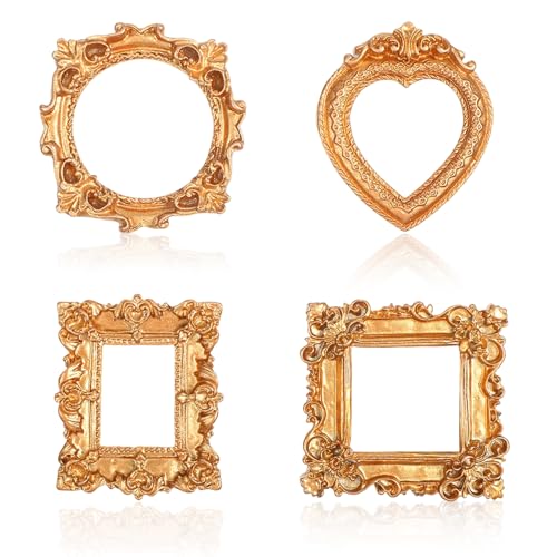 Mini cornici versatili: oltre alle foto, utilizza queste mini cornici come eleganti supporti per ricette, segnaposto, citazioni ispiratrici o ganci ornamentali unici. Le loro dimensioni compatte sono ideali per tavoli, mensole e composizioni creative delle pareti in qualsiasi stanza, aggiungendo un tocco di fascino vintage al tuo arredamento.