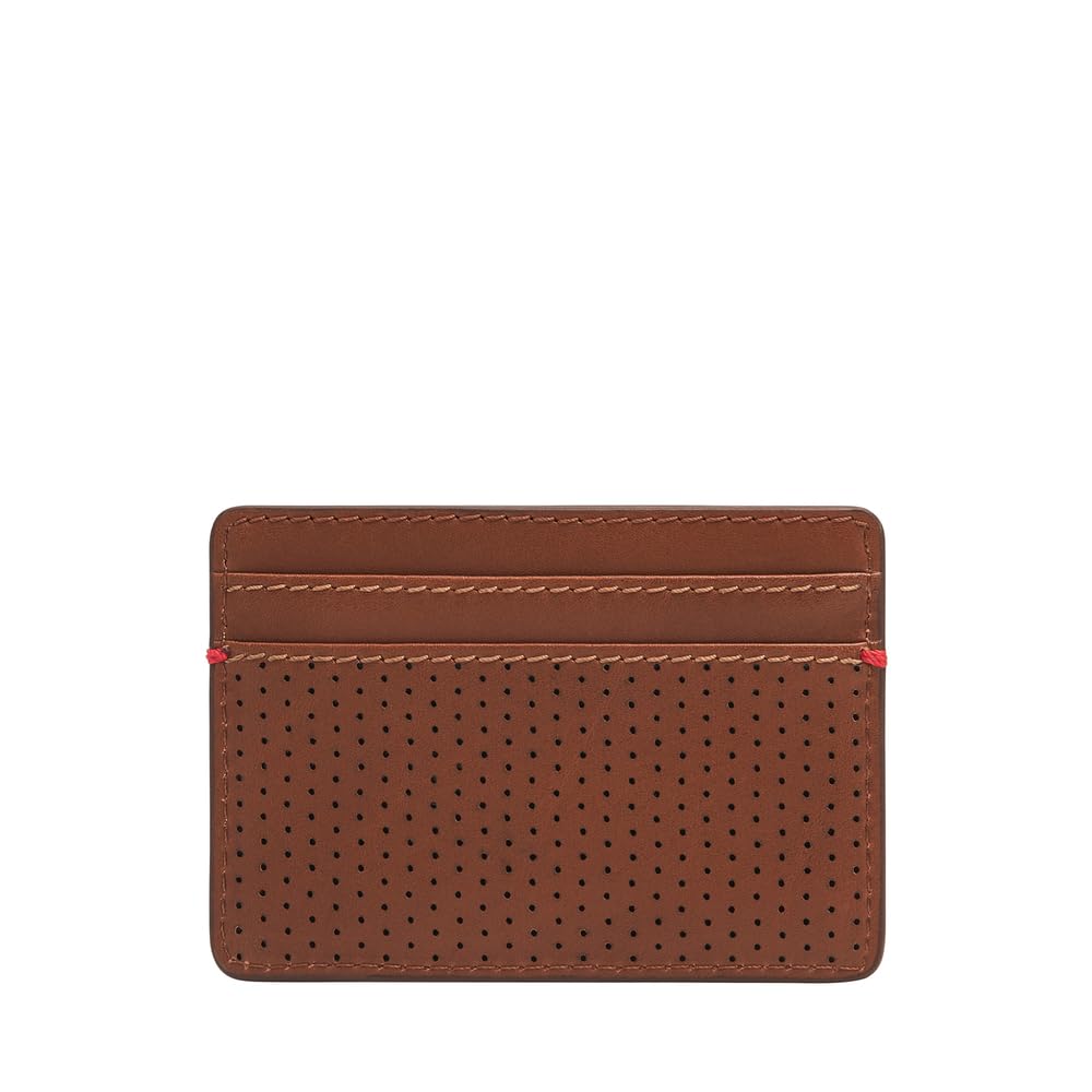 Fossil Sport Tourer Skórzany lub Poliestrowy Portfel/Etui na Karty dla Mężczyzn, Brązowy