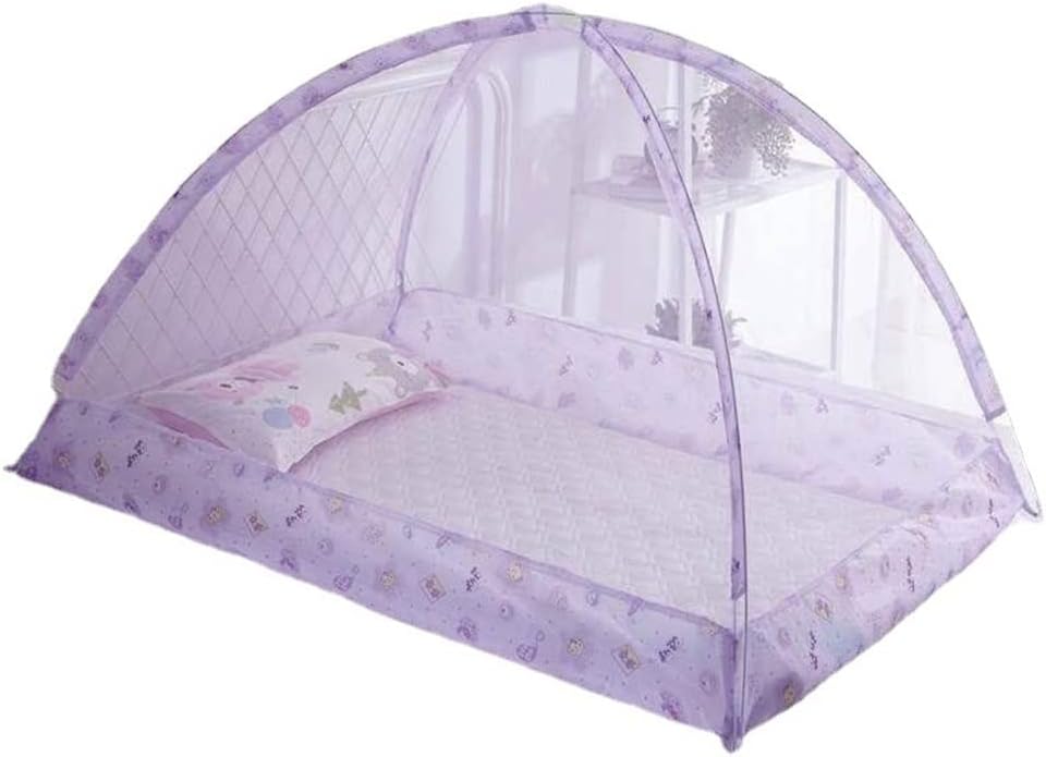 Mosquito Net for Bed Mosquito Net Foldable Cloth Encrypted Mosquito Net s Net Bed Canopy (Color : Purple, Size : 90 * 120 * 70cm)
