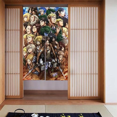 進撃の巨人 のれん暖簾 おしゃれ遮光間仕切り玄関目隠し 断熱 防音 和風 北欧ドアカーテン インテリアキッチン リビング 飲食店 出入り口ロングのれん 。幅86cm×丈143cm
