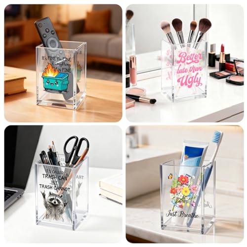 Image of I Can Do Hard Things Pen Holder Cosmetic Organizer, Funny Floral Pen Pencil Holders for Desk, Inspirational Office Gifts Desk Accessories for Coworker Friend, Makeup Brushes Holder for Daughter