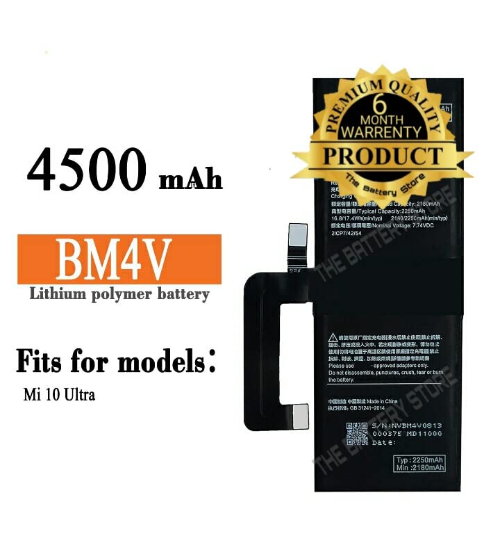 Image of THE BATTERY STORE Original bm4v Mobile Battery for Mi 10 Ultra Battery 4500 MAH (M2007J1SC) (BM4V) with 6 Month Warranty (for Mi 10 Ultra Battery)
