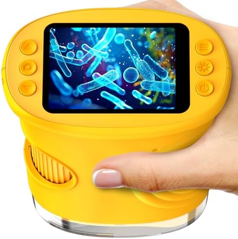1000X Digital Handheld Microscope for Kids with 2.0" IPS Screen, Outdoor Toys Portable STEM Science Lab Gifts, Rechargeable Pocket Microscope Educational Toy for Boys & Girls Age 4-6 8-12, Orange