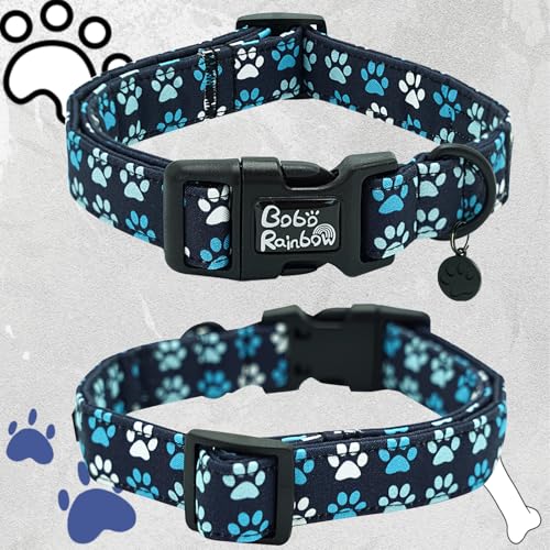 Image of Dog Collar-Cute Footprint Adjustable Pet Collars Soft Comfortable Cotton Puppy Collar Durable Gift for X-Small Dogs