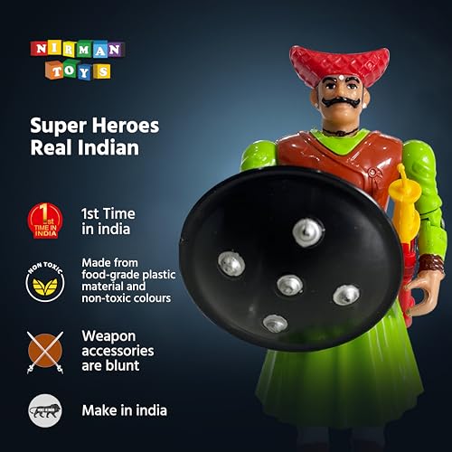 Image of Swarajyache Shiledar - The True Super Hero - 6 Inch Tall Action Figure with Accessories (Mawala, Green)