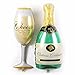 Folienballon Champagner mit Glas - Perfekte Party Dekoration - Lustiges Mitbringsel
