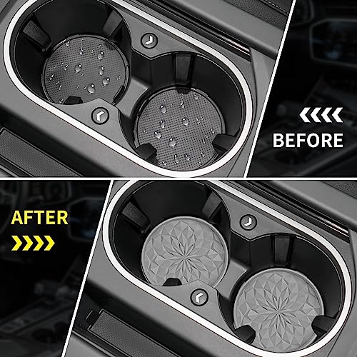 Image of ME.FAN Car Cup Coaster [4 Pack] Silicone Car Coasters /Cup Mats - 2.75In Universal Non-Slip Recessed Car Interior Accessories - Car Cup Holder Insert Coasters Light Grey