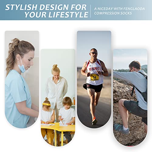 Fenglaoda 4 Pairs Compression Socks For Women & Men 20-30Mmhg Knee High Nurse Pregnant Cute Fun Medical Running Travel Athletic Socks #TOP5