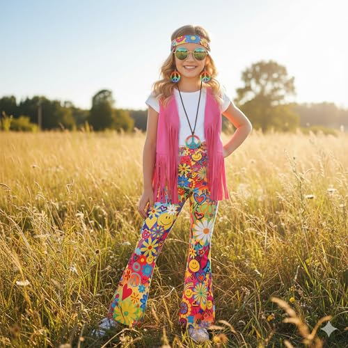 Disfraz Hippie para Niñas Koatobbor Talla 9-10 Años miniatura 6