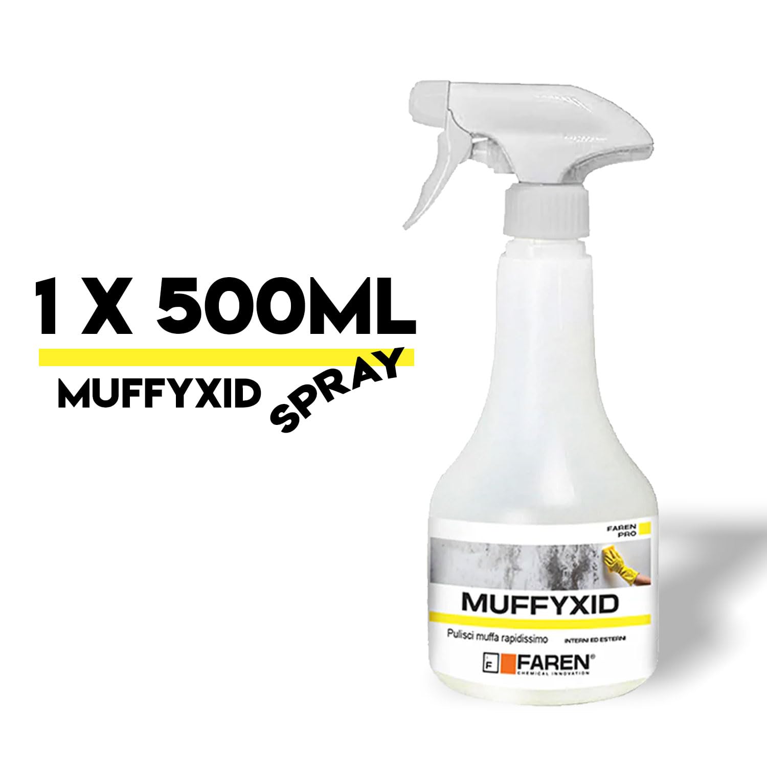 Kit Muffyxid, elimina moho, acción rápida, higienizante, elimina rápidamente moho, hongos, musgos y algas, retrasa la reaparición, 1 spray de 500 ml + 5 l