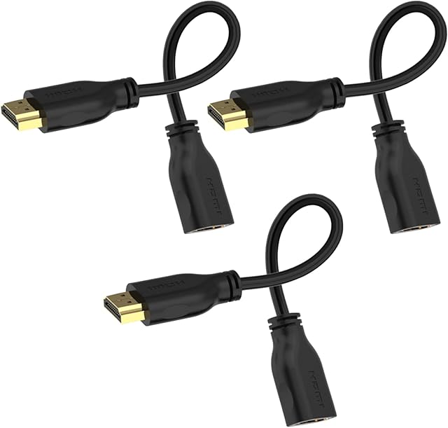 LEENUE HDMI Extension Cable, 4K 18cm High-Speed HDMI Male to Female Cable Supports 4K@60Hz, 3D, UHD, 2160p, Compatible with TV Stick, PS5, PS4, HDTV, Monitor, 3 Pack