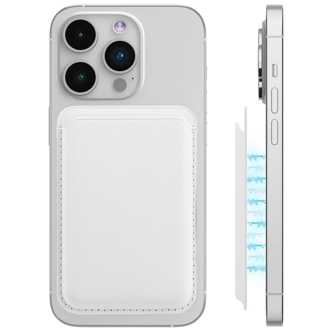 LYQNIHOB 1 pcs Portafoglio Magnetico da Cellulare per iPhone con Tasca Adesiva in Pelle per Tessere, Carte e Badge - Pelle Vegana, Pratico Porta Carte di Credito Cover, Memorizza 2 Carte, blu