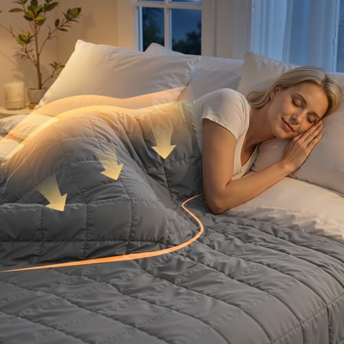 Image of Smart Queen Weighted Blanket for Adults (Queen Size 60x80,15lbs) Large Soft Heavy Blanket Machine Washable for Fall, Bedding &Napping