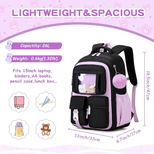 Image of PIG PIG GIRL Kids Backpack for Girls School Book Bag for Elementary Primary