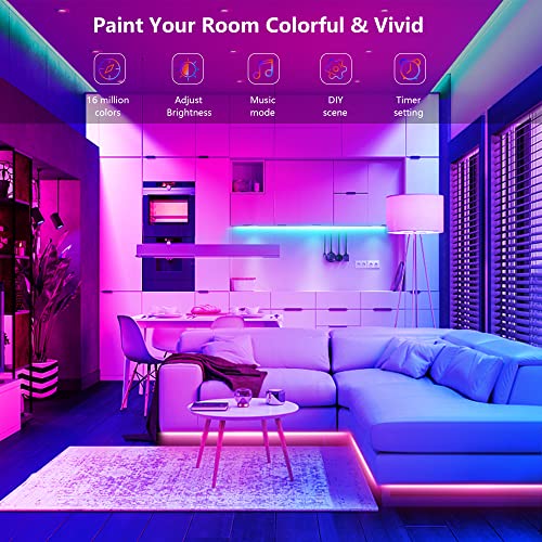 Hrdj Led Strip Lights 50Ft Smart Led Lights With App Control Remote, 5050 Rgb Led Lights For Bedroom, Music Sync Color Changing Lights For Room Party #TOP1