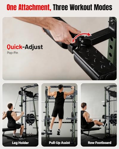 Image of Mikolo M4 2.0 Smith Machine, 2200lbs Squat Rack with LAT-Pull Down System & Cable Crossover Machine, Training Equipment with Leg Hold-Down Attachment