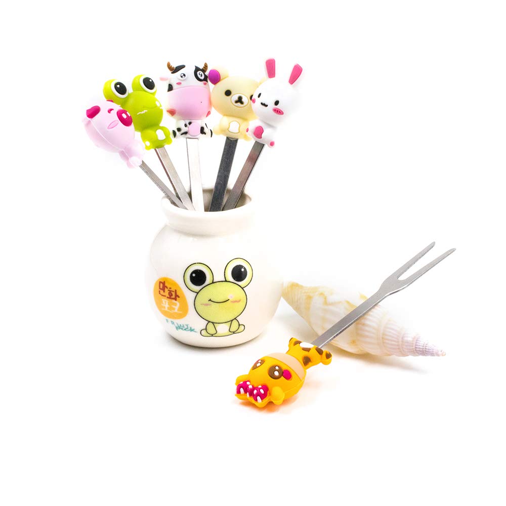 AUEAR Set of 6 Stainless Steel Fruit forks Cute Animal Food Picks Dessert for Bento Lunch Box, Party Choose — Amazon image 8