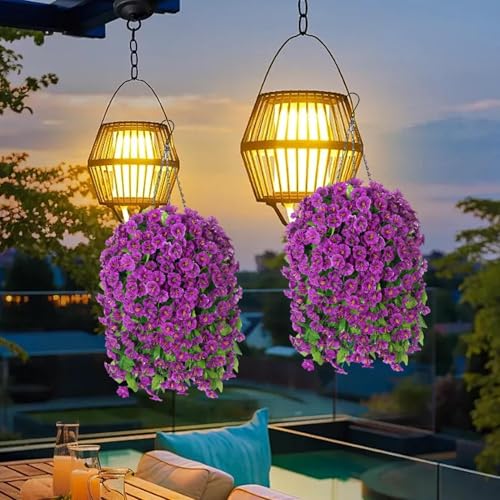 Flores para exterior cestas colgantes con seda realista y antioxidante 4