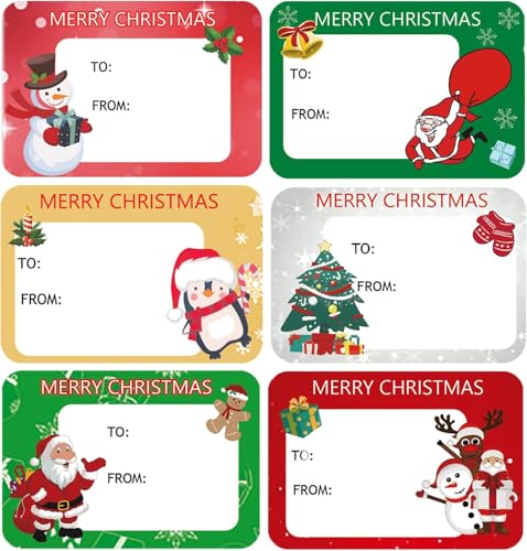 Ccswybf - Christmas Labels Stickers 65 x 45mm Xmas Name Gift Label Xmas Tags Sticker Self-Adhesive Christmas Sticky Labels for Present Cards
