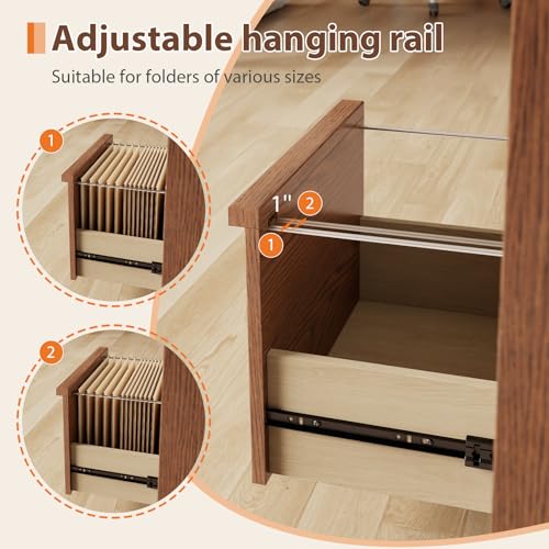 Image of Solid Wood Lateral Filing Cabinet, 3 Drawer Mobile File Cabinet,Stand with Open Shelves,Storage Drawer Cabinet，The Cabinet Features Adjustable Steel rods，Suitable for Home Offices