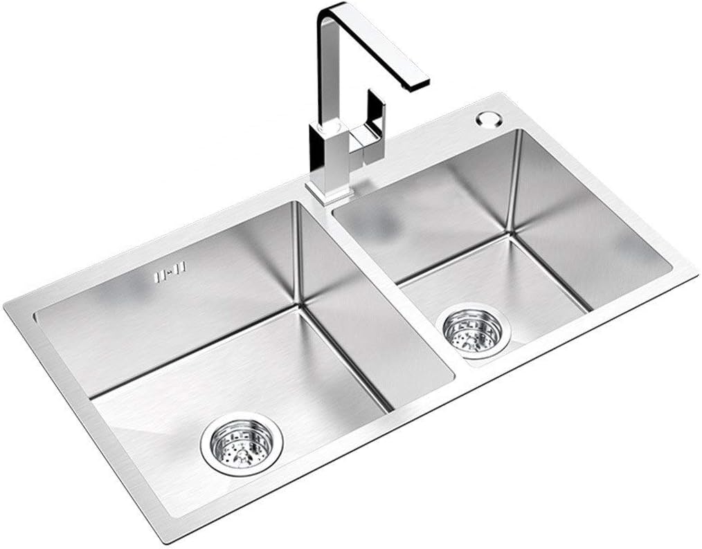 Double Tank Home Sink Stainless Steel Large Capacity Sink Bar Wash Cup Container Easy to Clean Gift