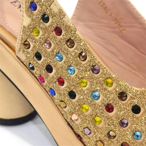 Womens 2025 Gold Wedding Shoes Set Bridal Pumps and Matching Evening Bag Rhinestone Flower Crystal Clutch Purses4