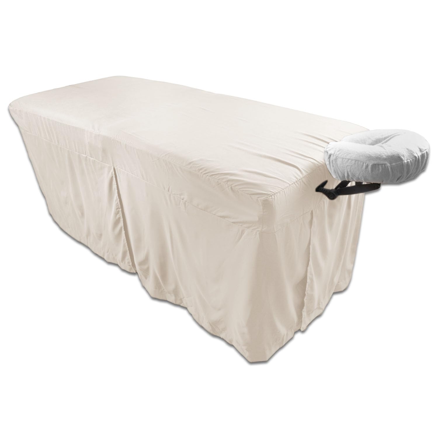 Microfiber Massage Table Skirt by Body Linen - Massage Table Bed Skirt to Fit Standard Size Massage Tables - Lightweight, Super Soft and Stain-Resisting - Color = Natural
