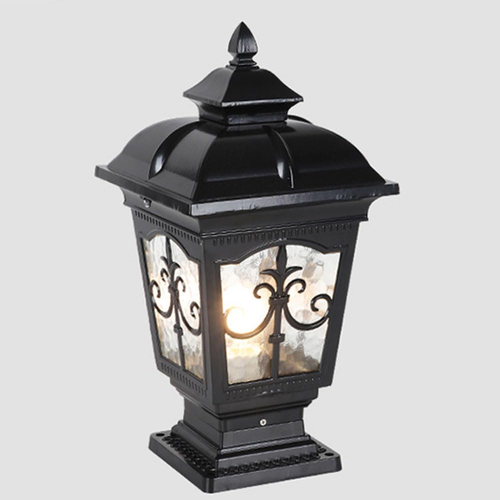 KUEYANB European Post Cap Light for Fence Deck Waterproof Hardwired Column Light for Garden Gate Outdoor Pillar Lantern Retro Wired Lantern Column Lamp for Villa Courtyard Porch Wet Location Rated