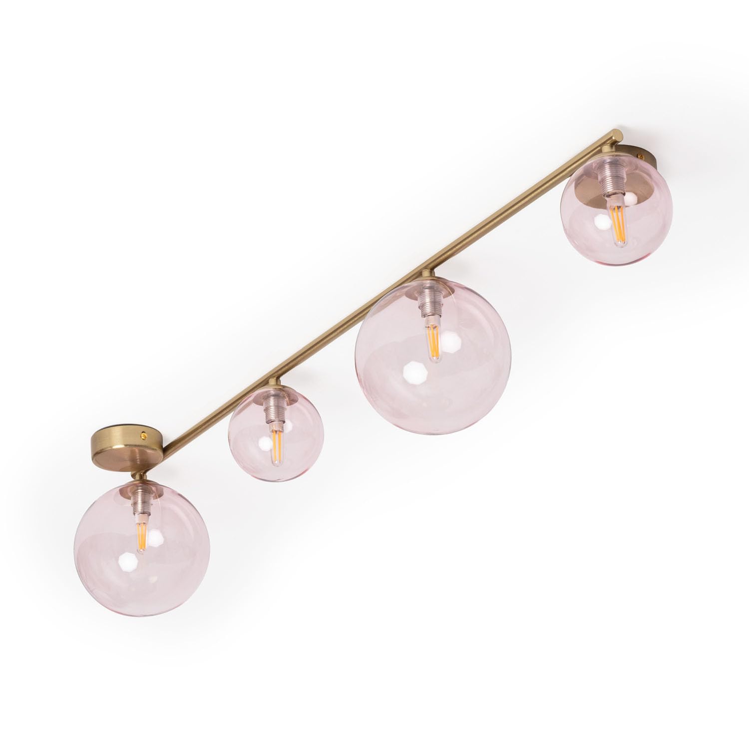 LEDKIA Lampa sufitowa z Metalu i Szkła Moonlight 4 Reflektory, Mosiężna. Ró | 4 obrotowe reflektory | Kompatybilne żarówki G9 | Spersonalizowana atmosfera | Elegancki design