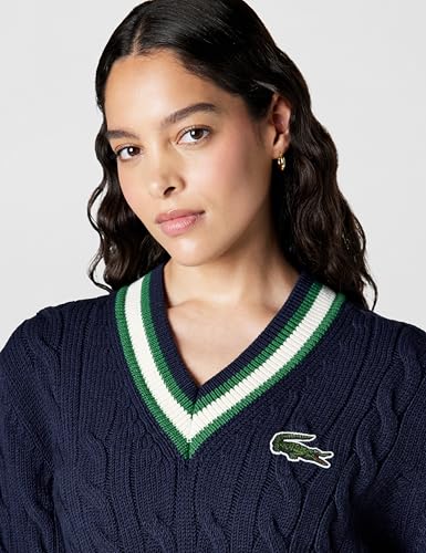 Image of Lacoste Men's Striped Wool Cable Knit Sweater