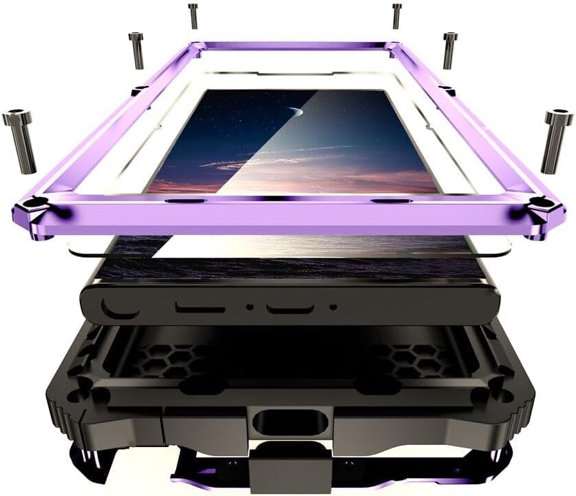 Lunivop for Samsung Galaxy S25 Ultra Case Heavy Duty Metal Phone case para Built-in Screen Lens Protection Protective dust Proof Military Grade Rugged [The Fingerprints Don't Work] Purple