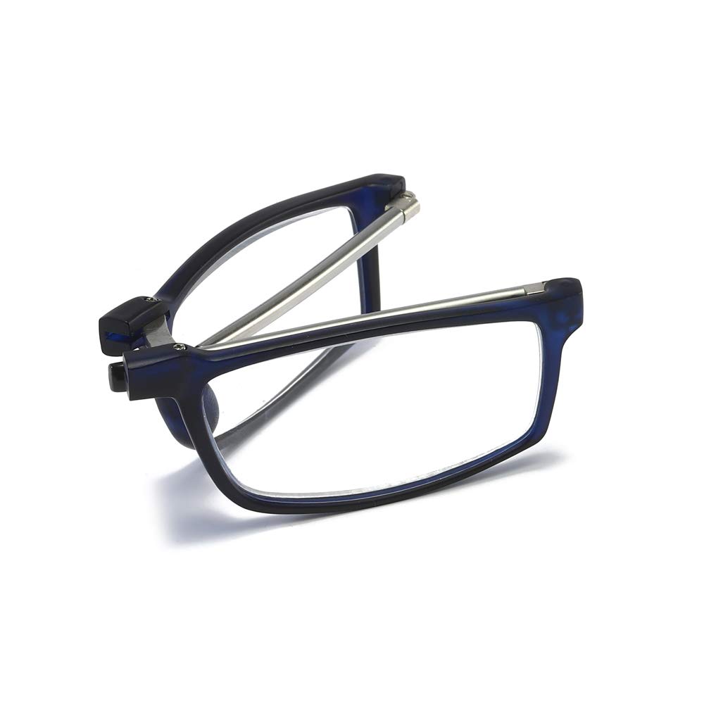 KoKoBin Pieghevole Anti Luce Blu Occhiali da Lettura Per uomo e donna con fionda specchio telescopico gambe con una scatola portatile Per viaggiare (blu, 2.5)