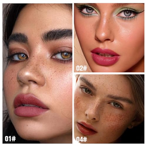 Image of evpct 3Pcs Maroon Mauve Red Nude Brown Peel Off Lip Stain Tints, Matte Liquid Lipstick Lip Stain Long Lasting Waterproof for Women, Longwear Lipstick Peel Off Highly Pigmented Smudge-proof Easy Apply